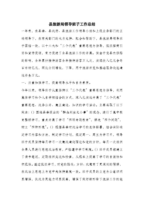 县旅游局领导班子工作总结.docx