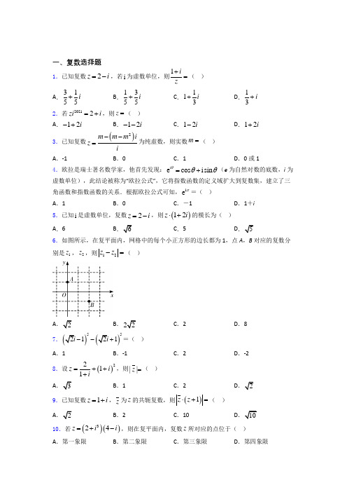 山东德州市第一中学复数高考重点题型及易错点提醒doc