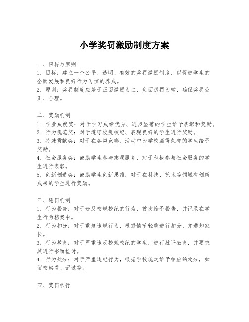 小学奖罚激励制度方案