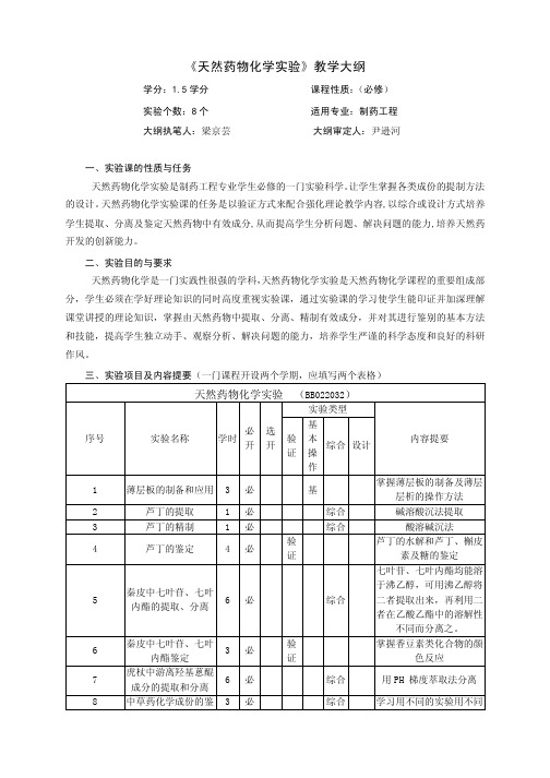 《天然药物化学实验》教学大纲