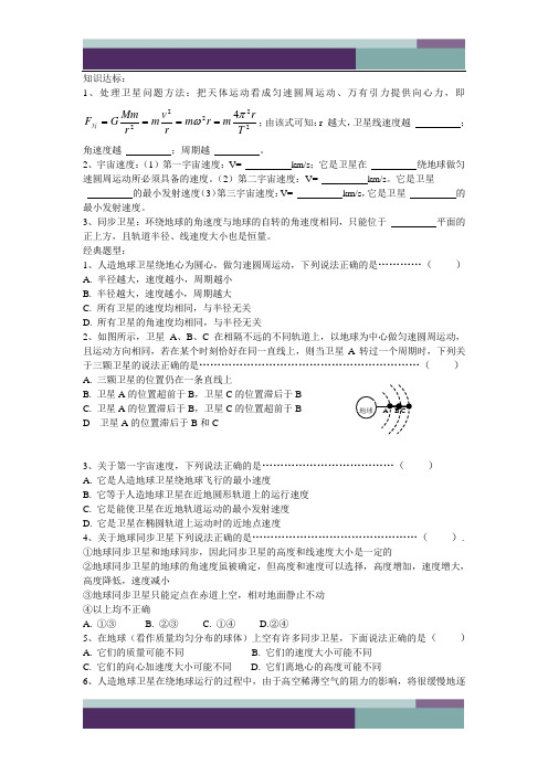 高考复习9-万有引力定律应用人造卫星专题