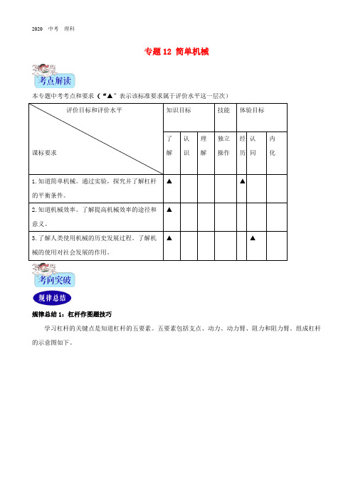 2020年中考物理专题12简单机械