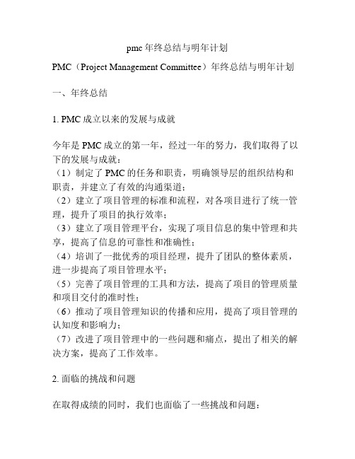 pmc年终总结与明年计划