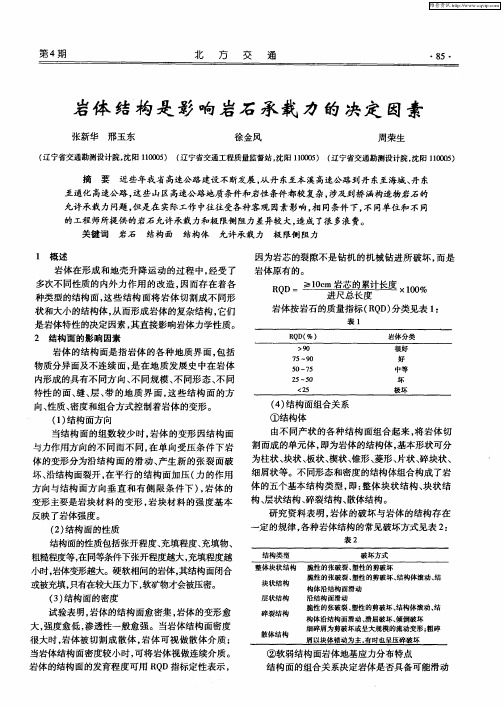 岩体结构是影响岩石承载力的决定因素