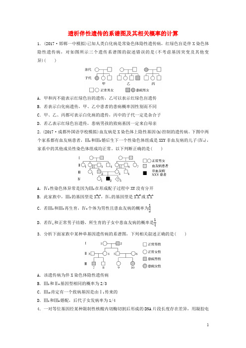 高考生物 重难点突破强化练 第37练 透析伴性遗传的系谱图及其相关概率的计算 苏教版