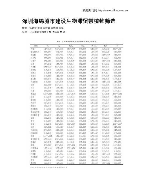 深圳海绵城市建设生物滞留带植物筛选