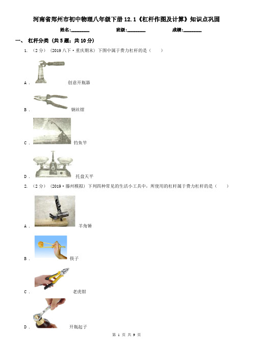 河南省郑州市初中物理八年级下册12.1《杠杆作图及计算》知识点巩固