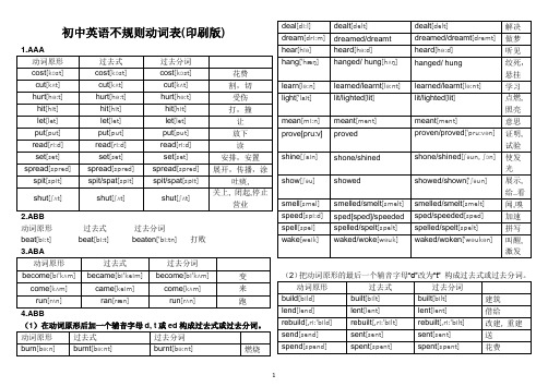 (完整版)初中英语不规则动词表(最新整理版)