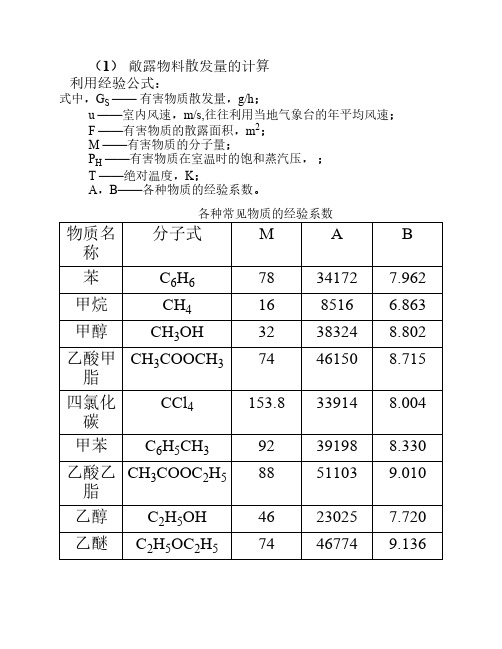 无组织排放量的计算