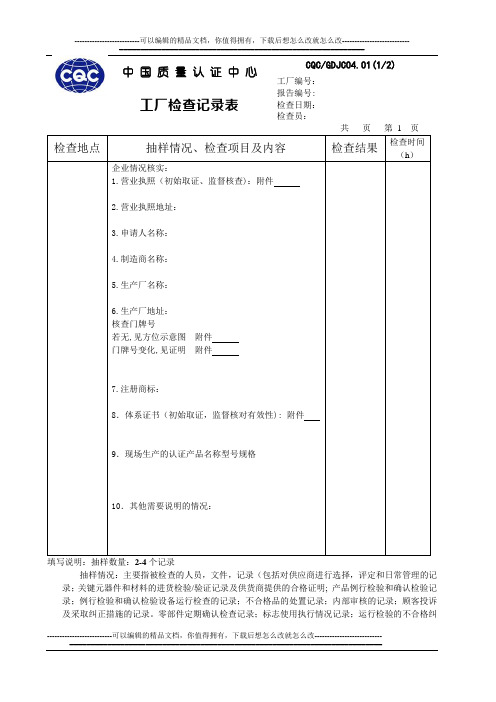 CQC工厂检查记录表