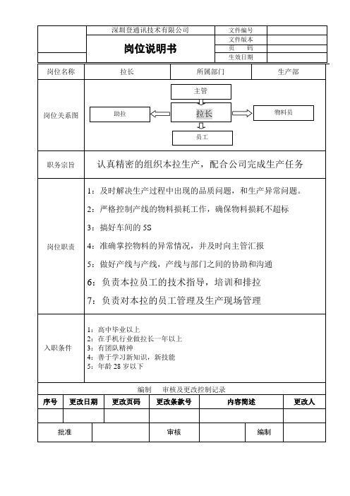 拉长岗位职责