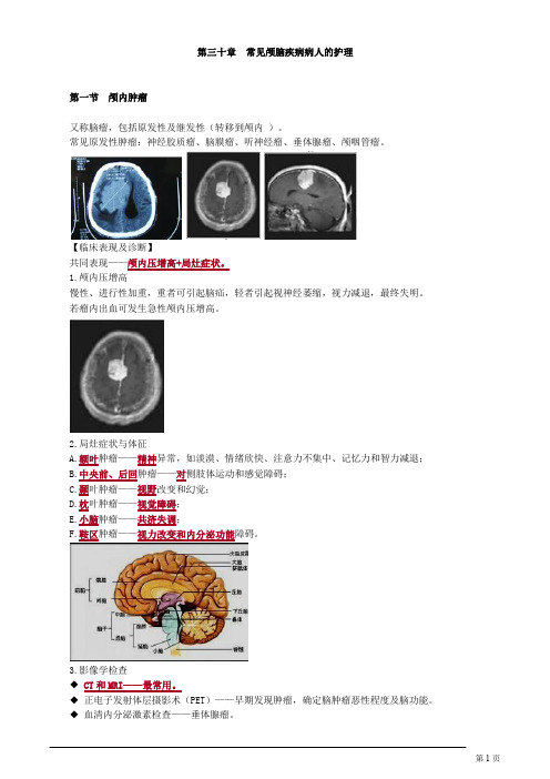 主管护师 外科护理学 第三十章 常见颅脑疾病病人的护理