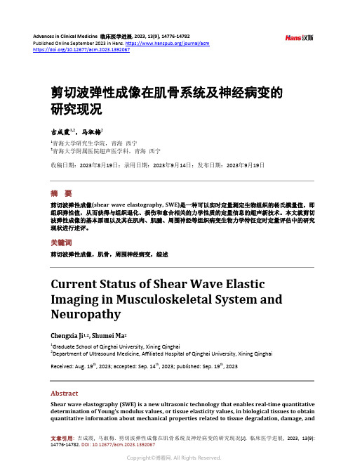 剪切波弹性成像在肌骨系统及神经病变的研究现况