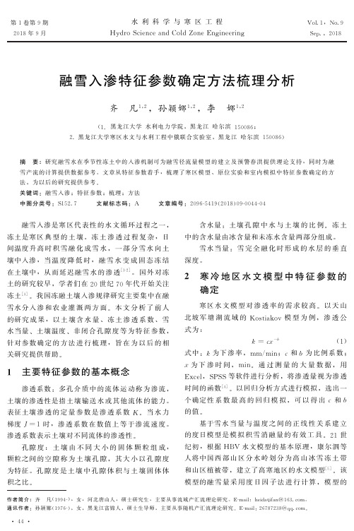 融雪入渗特征参数确定方法梳理分析