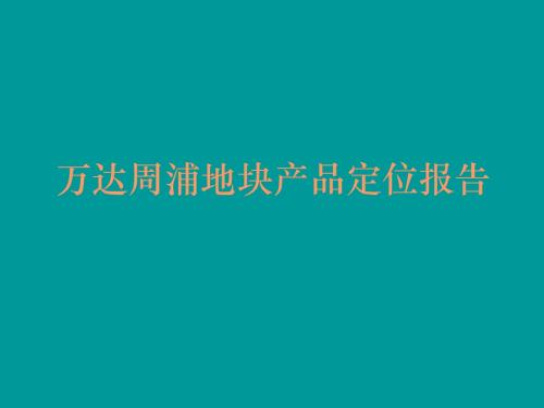 上海万D周浦地块产品定位报告67页PPT