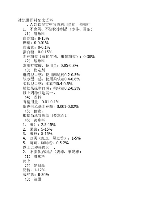 冰淇淋原料配比资料