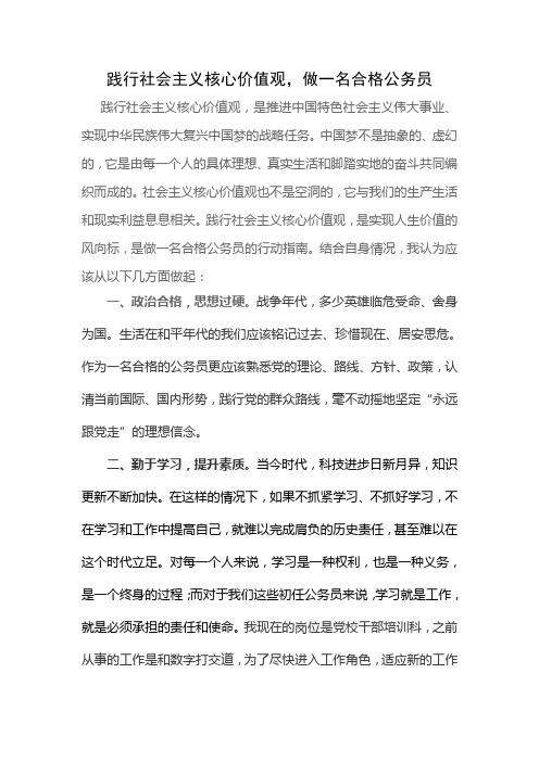 践行社会主义核心价值观,做一名合格公务员(改2稿)