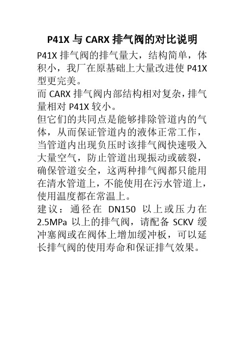 P41与CARX排气阀的对比说明