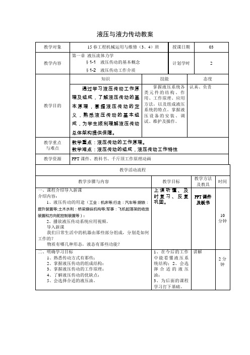 液压与液力传动教案