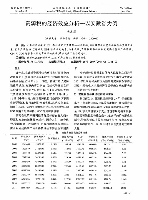 资源税的经济效应分析-以安徽省为例