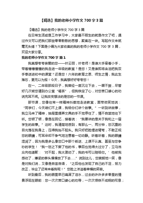 【精选】我的老师小学作文700字3篇