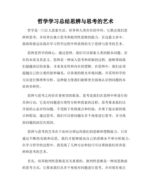 哲学学习总结思辨与思考的艺术