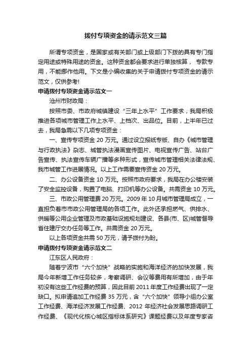 拨付专项资金的请示范文三篇