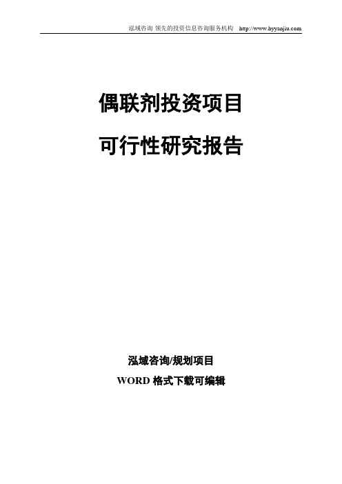 偶联剂投资项目可行性研究报告