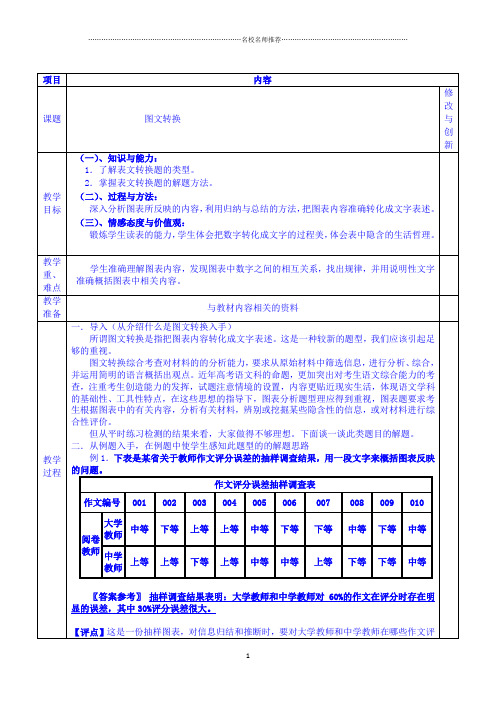 高三一轮复习图文转换  教案精品版