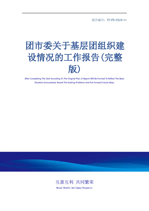 团市委关于基层团组织建设情况的工作报告(完整版)