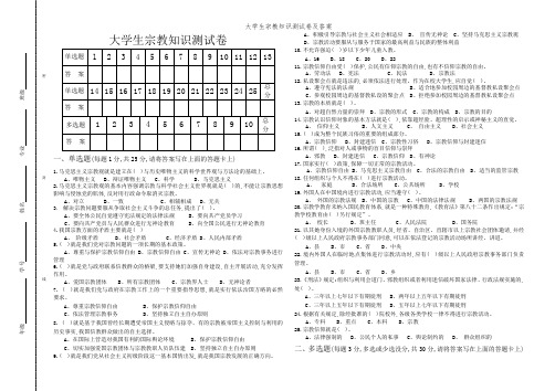 大学生宗教知识测试卷及答案