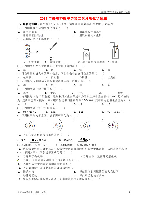 九年级化学下学期第二次月考试题(无答案) 新人教版