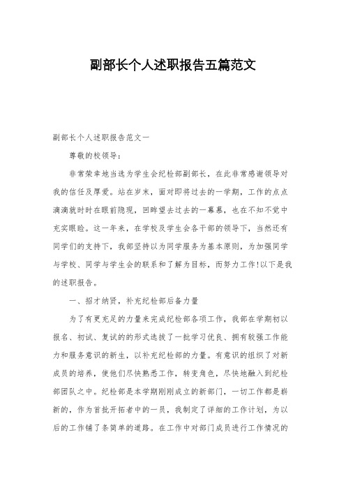 副部长个人述职报告五篇范文