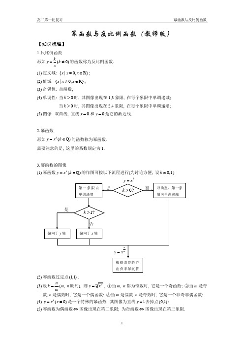 11.幂函数与反比例函数(教师版)