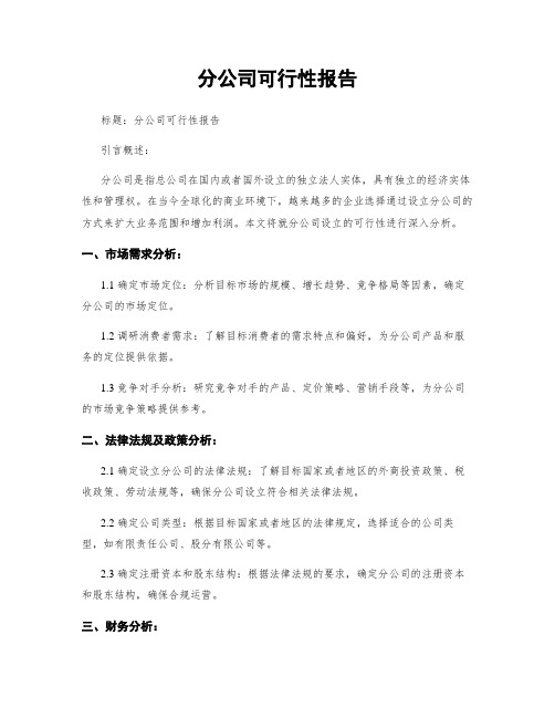 分公司可行性报告