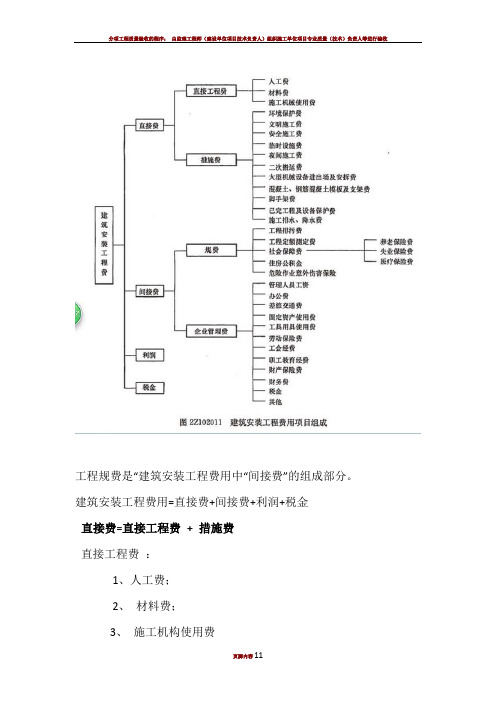 工程费用构成及各部分费用详细解释(规费、措施费、安全、文明施工费等)