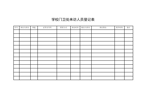 学校门卫处来访人员登记表