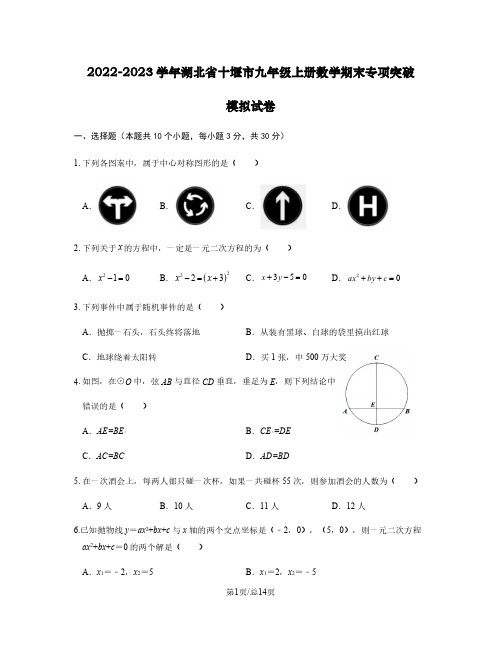 2022-2023学年湖北省十堰市九年级上册数学期末专项突破模拟试卷(含解析)