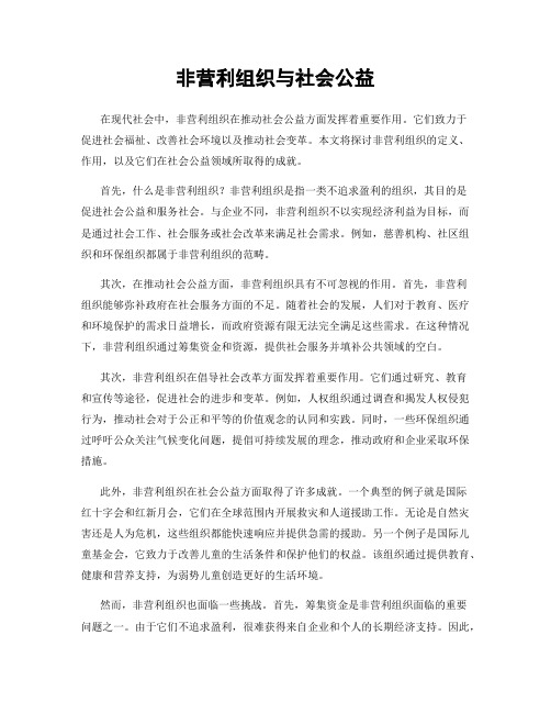 非营利组织与社会公益