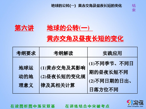 课件13：2.3 地球的公转(一)  黄赤交角及昼夜长短的变化