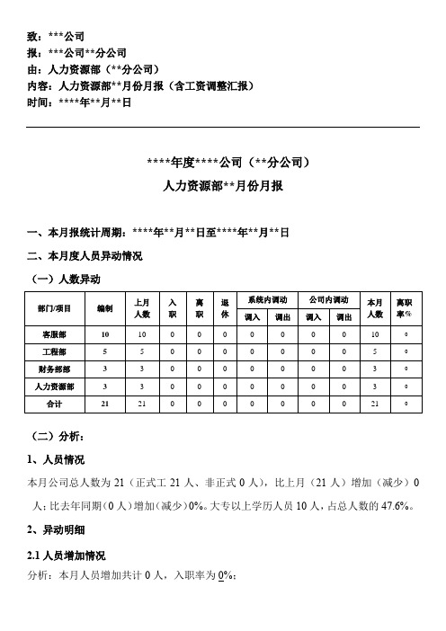 人事月报表