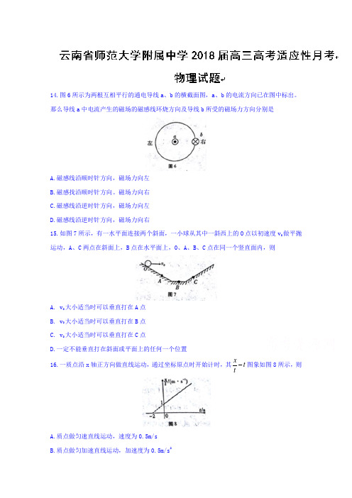 云南省师范大学附属中学2018届高三高考适应性月考物理试题