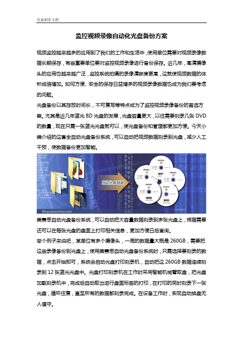 监控视频数据自动化光盘备份方案