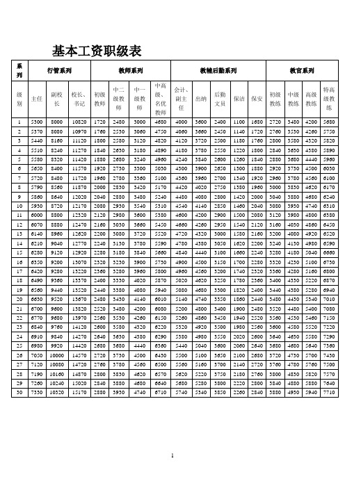 民办学校工资表