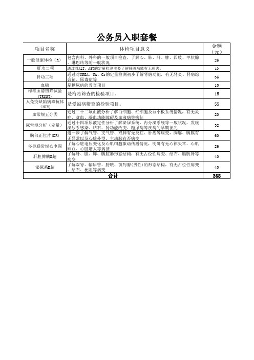 公务员入职套餐