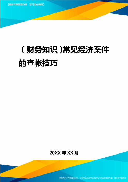 2020年(财务知识)常见经济案件的查帐技巧