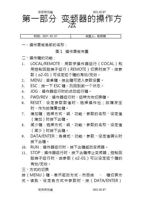 安川变频器的调试及参数设置表(齐全)之欧阳物创编