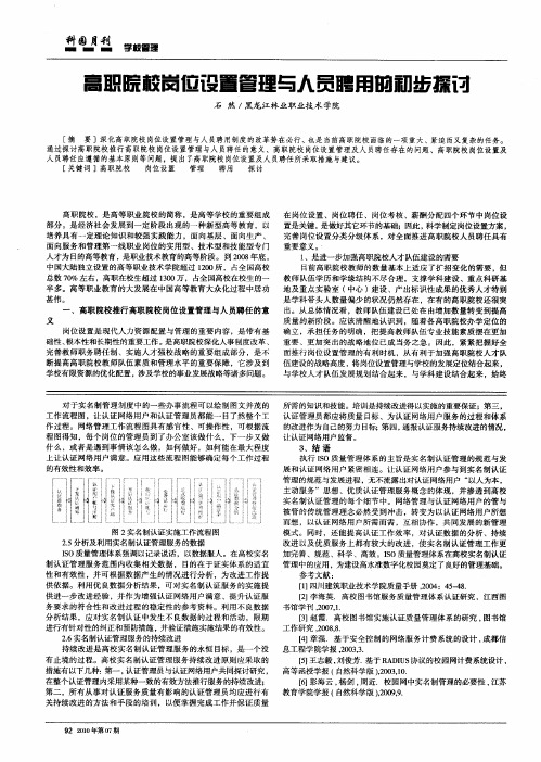 高职院校岗位设置管理与人员聘用的初步探讨