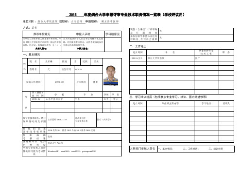 单位(章)烟台大学校医院 现职称主治医师 申报职称