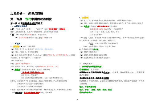 人民版历史必修一笔记(精华版)